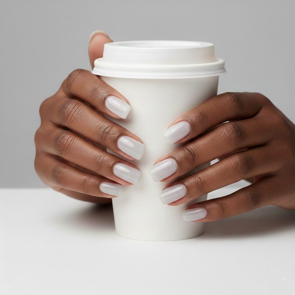 Short white square nails